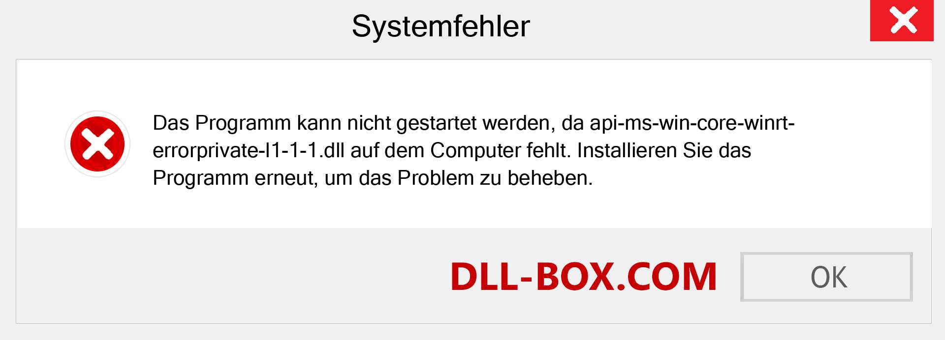 api-ms-win-core-winrt-errorprivate-l1-1-1.dll-Datei fehlt?. Download für Windows 7, 8, 10 - Fix api-ms-win-core-winrt-errorprivate-l1-1-1 dll Missing Error unter Windows, Fotos, Bildern